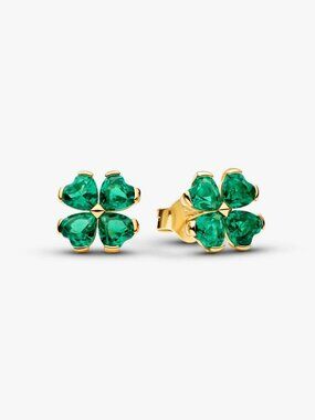 Pandora Green Lucky Clover Stud Earrings